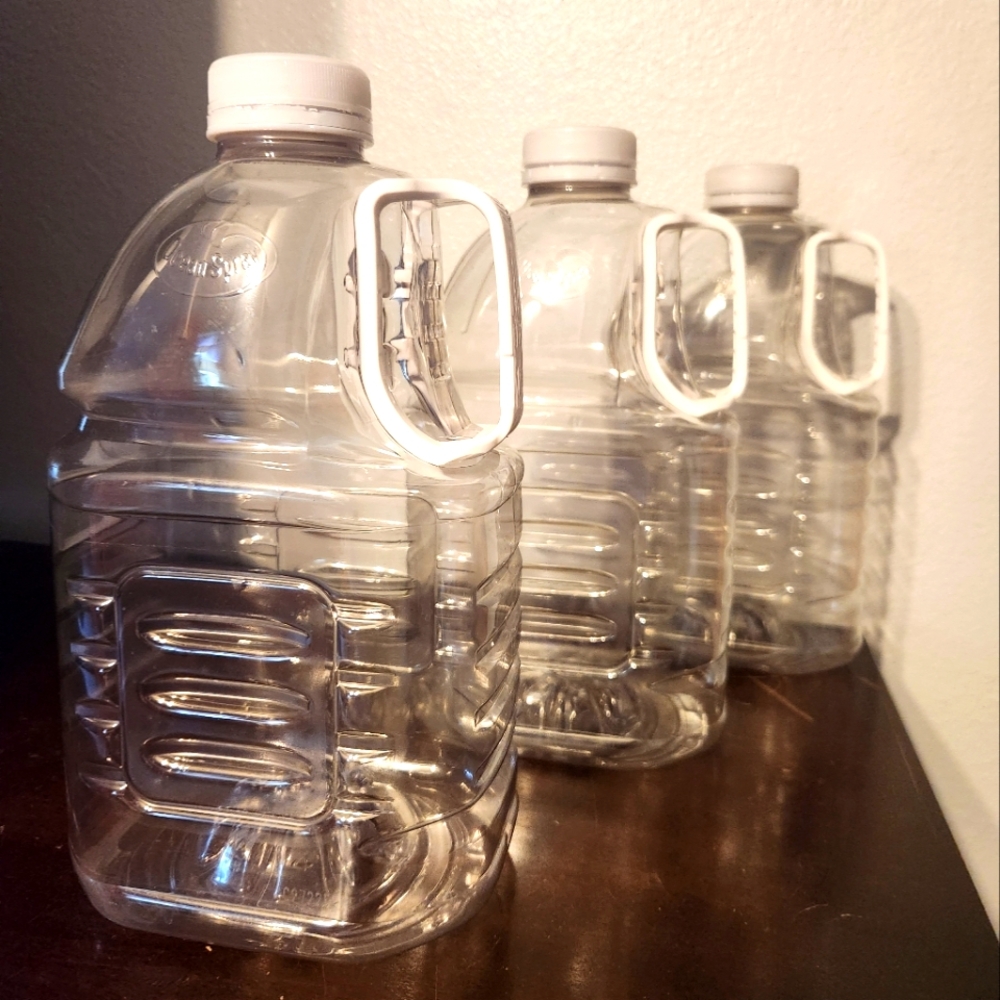 Lot Of 5 Clear Plastic 3 Liter Multi-Purpose Jugs With Handle